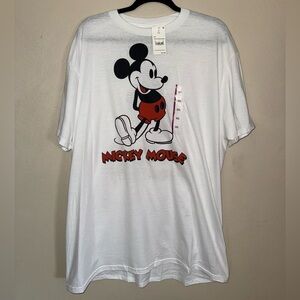 Disney White Graphic Tee with Red & Black Mickey Mouse XXL 2X. NWT